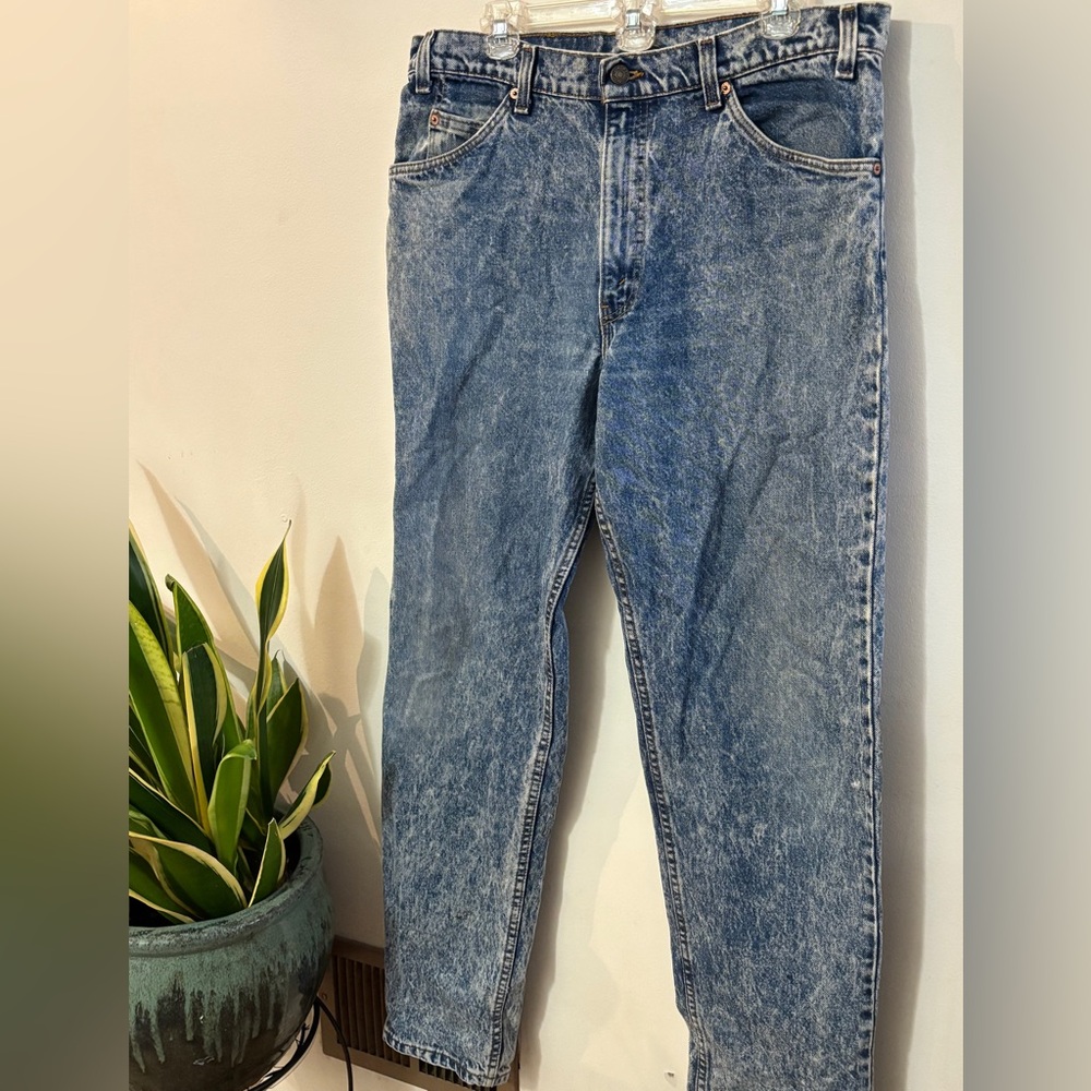 Vintage Levi’s orange tab acid washed 550 Jean strait leg Streetwear 90’s 36x34